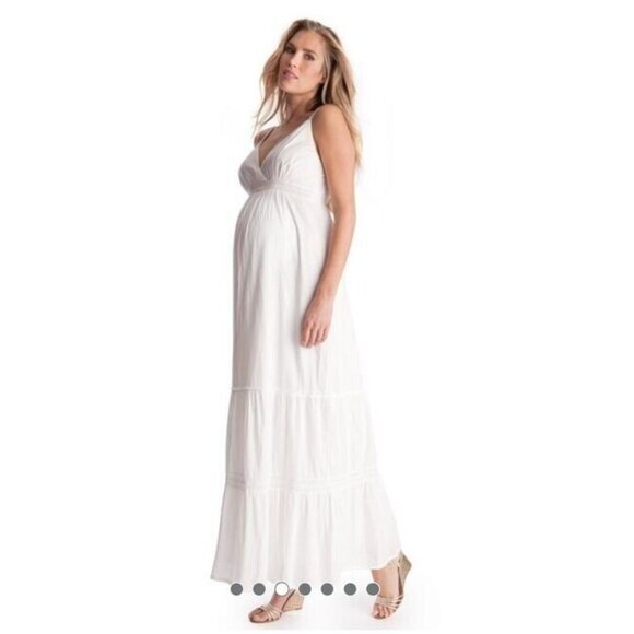 Seraphine White Dress SZ 8 LONG 56' 100% COTTON. - Picture 1 of 11